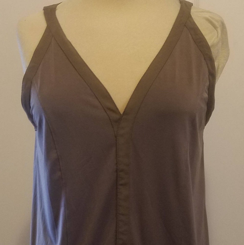 Banana Republic Taupe Sleeveless Ruffle Hem Top
